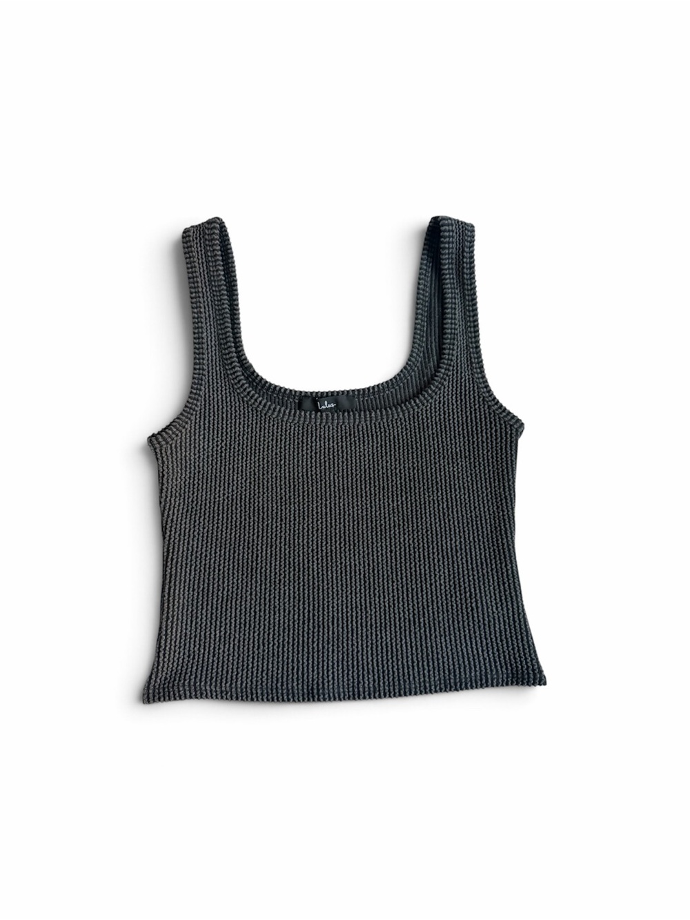 Lulus Size Medium Women's Tank Top Crop Tank Stripped Ribbed Gray Black Used